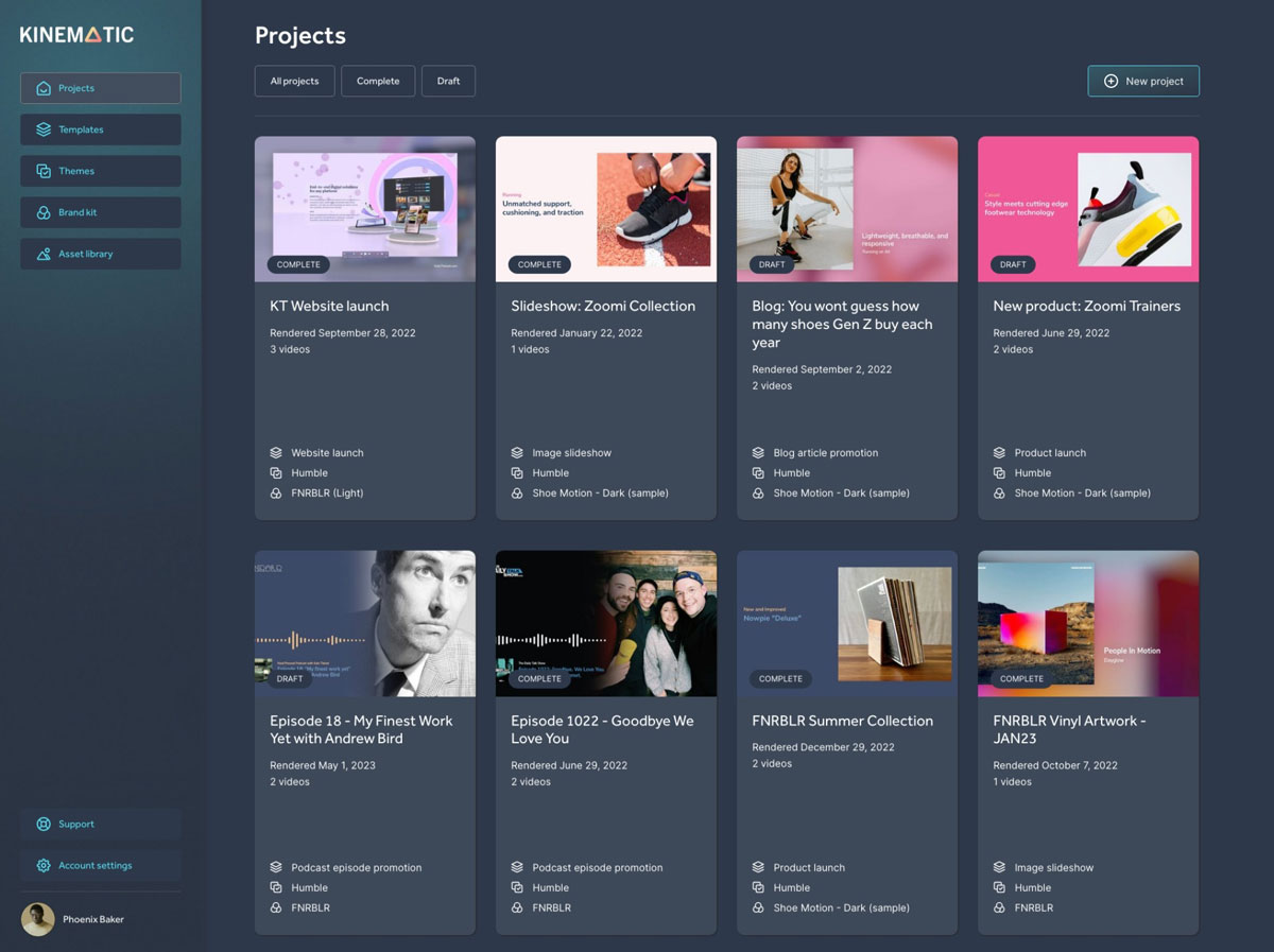 Kinematic Project Dashboard